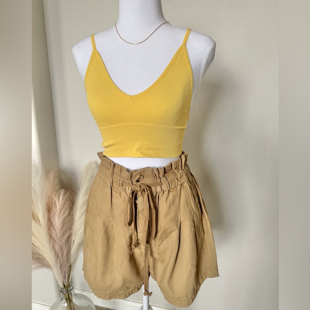 Zenana - Yellow Ribbed Crop Top